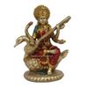 Hindu Goddess of Music and Knowledge Saraswati Sitting On Swan Playing The Vina Statue Sculpture