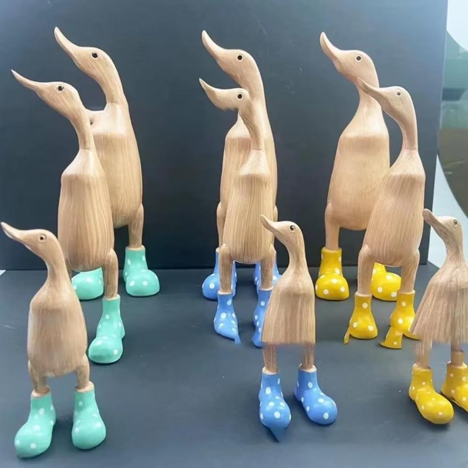 1 Pcs Yellow Rainshoe Duck Sculpture Crafts Ornament for Home Garden Decors Yard Cute Rain Boot Duck Simulation Duck Statue