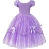 EvrikaUnity Princess Sofia Costume for Girls, Set with Crown and Accessories, Premium Fabric, 6-7 Years, 140 Cm, Purple