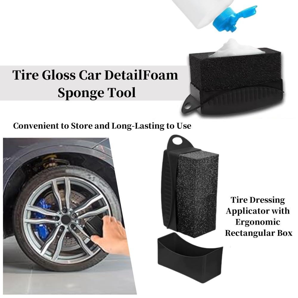 Tire Shine Applicator, Reusable Tire Dressing Applicator Pad with Ergonomic Rectangle Box for Car