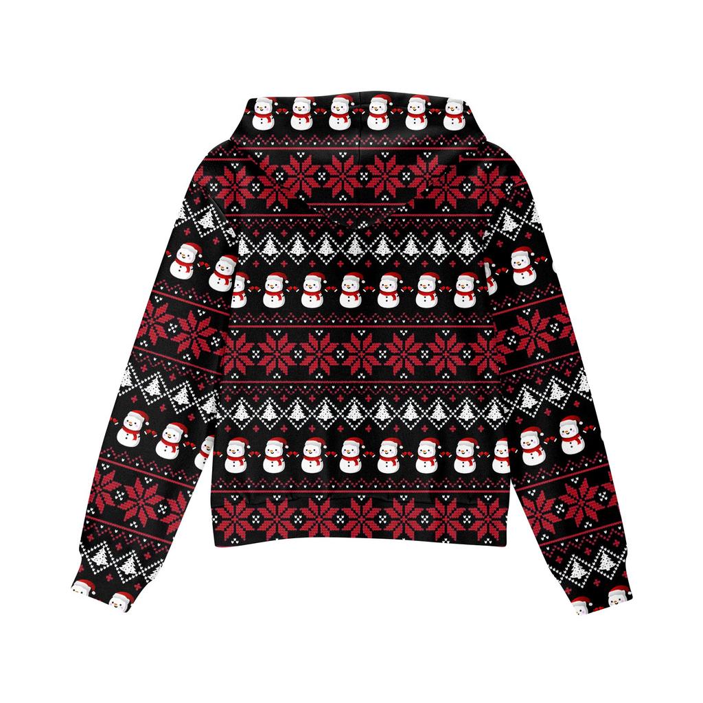 Children's Fashion Christmas Printed Long Sleeved Hooded Sweatshirt, Girls' Hoodie Jacket