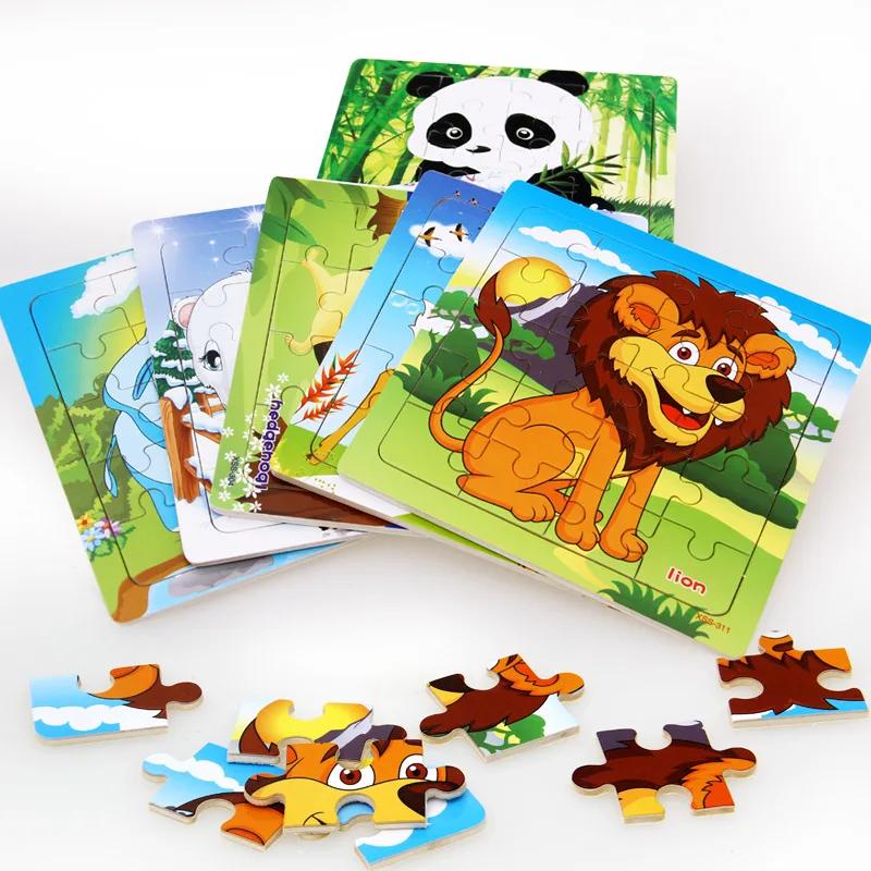 Toys Educational Cute Cartoon Baby Puzzle Wooden Small Piece Train Toy Wooden Jigsaw Puzzle For juguetes educativo Kids Children