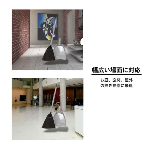 Nihon Clean Tech Black Fern Broom and Dustpan Set