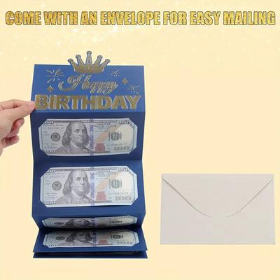 1 Piece Birthday Cash Envelopes Money Birthday Card Folding Cash Holder Greeting Envelop Birthday Money Box For Kids Teens