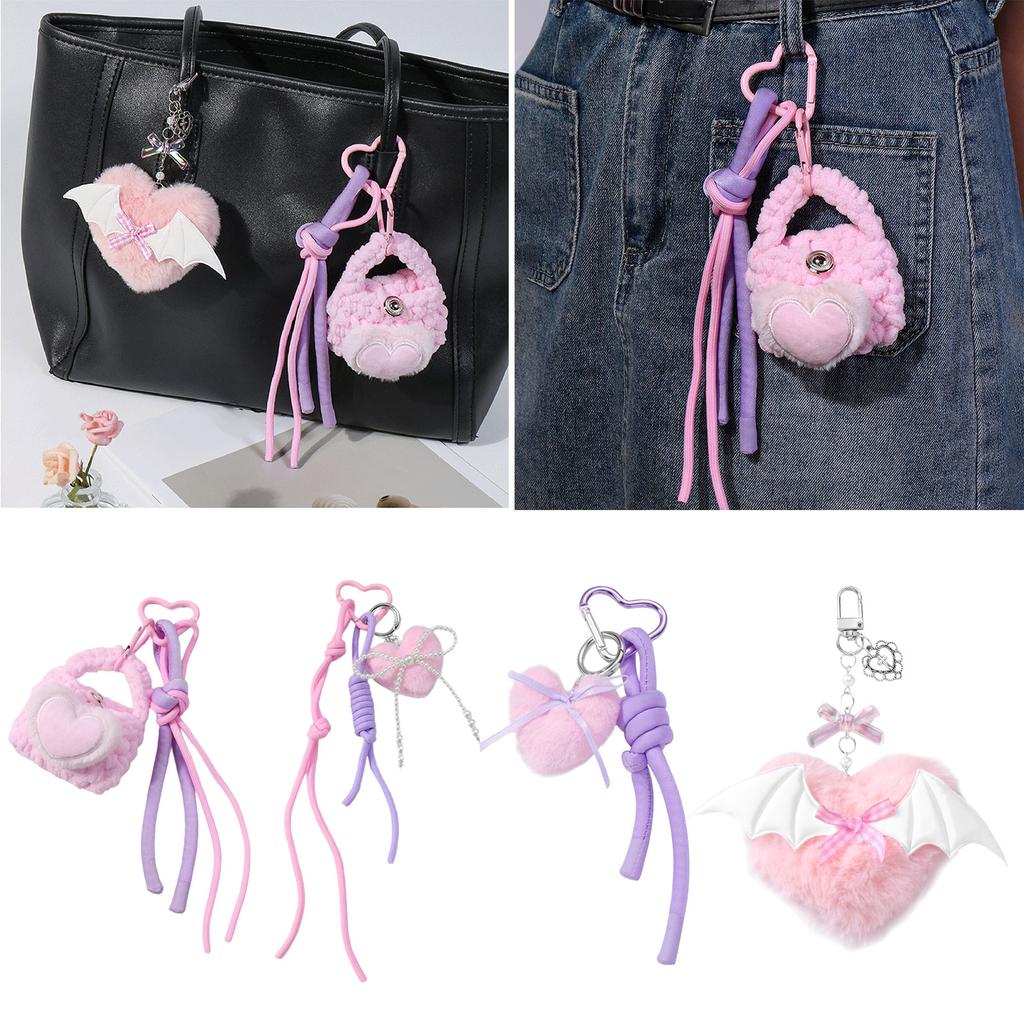 Multipurpose Love Heart Cellphone Charm Pendant and Keyring Set Portable for Teen Girls Fashionable and Practical