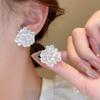 3D Pink White Flower Earrings for Women Imitation Pearl Acrylic Blooming Gardenia Stud Earrings Cute Jewelry Yellow Purple