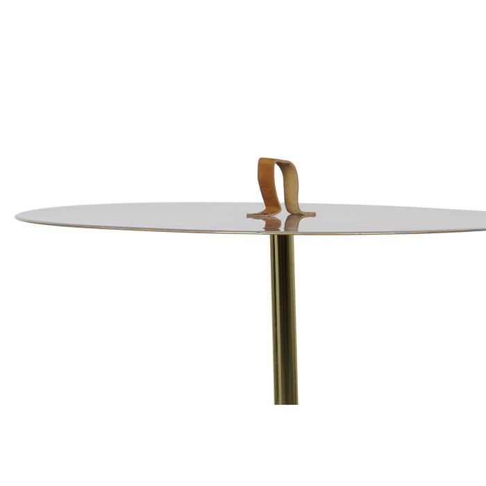 Table d'appoint en cuir et fer laqué - Blanc - 40 x 40 x 56 cm
