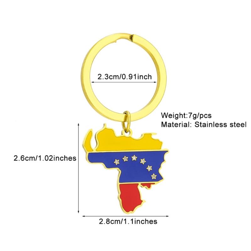 Venezuela Map Flag Charm Keychain Stainless steel Pendant Keyring Jewelry