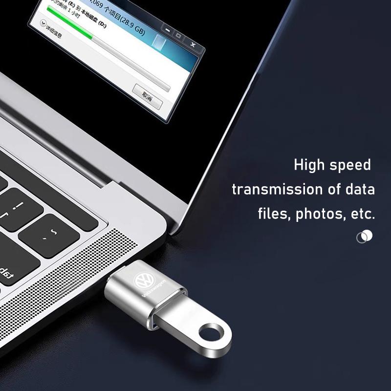USB Type-C Adapter Flash Drive Reader Car Interior Accessories For VW Atlas Jetta Touareg Variant Golf Polo GTI Taos Nivus Passa RM4