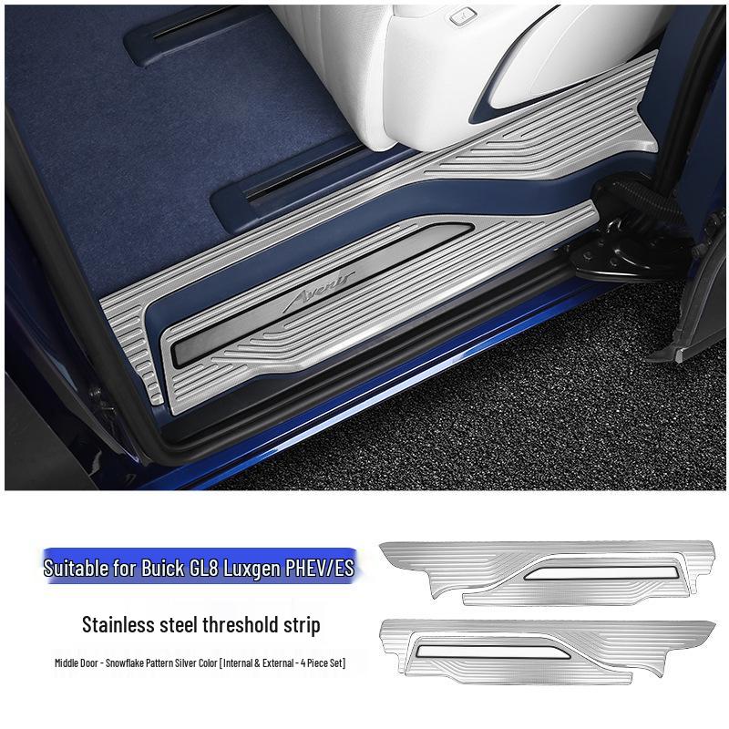 Stainless Steel Door Sill Scuff Plates for 2024 Buick GL8 PHEV Interior Upgrade