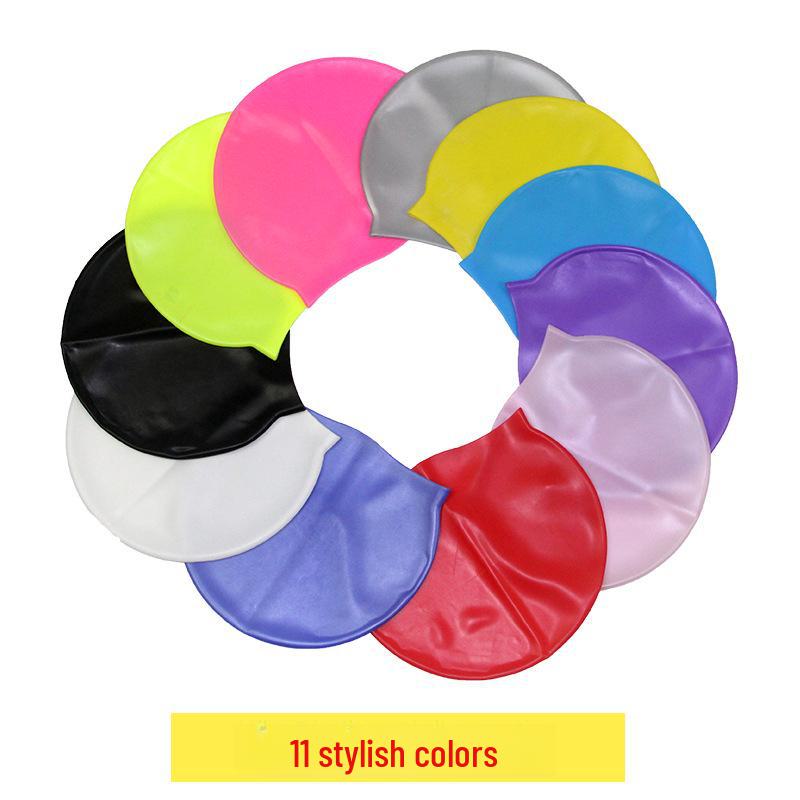 Silicone Waterproof Swimming Cap for Long Hair - Professional Diving Protection, Solid Color