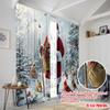 2pcs,2D Plane Printing Pattern Curtains Santa Forest Wildlife Christmas Present (2) Polyester Fabric (without Rod) Holiday Ldeal