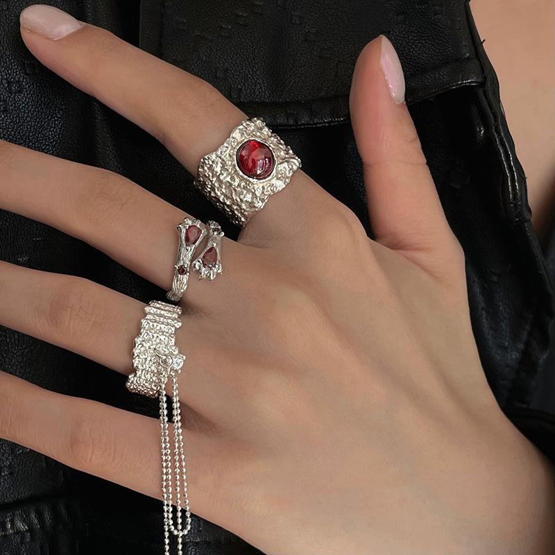 Fashionable Geometric Ruby Lava Open Ring For Women Perfect For Casual Chic Looks