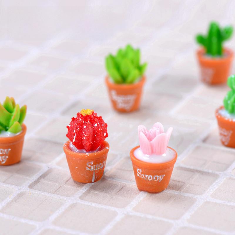 Charming Resin Miniature Succulent Moss Garden Ornaments Diy Desktop Decorations