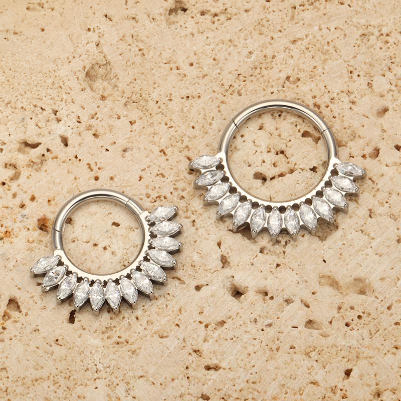 ASTM F136 Titanium with CZ Hinged Nose Ring 16G Septum Clicker Piercing Septum Daith Helix Tragus Earrings New Body Jewelry