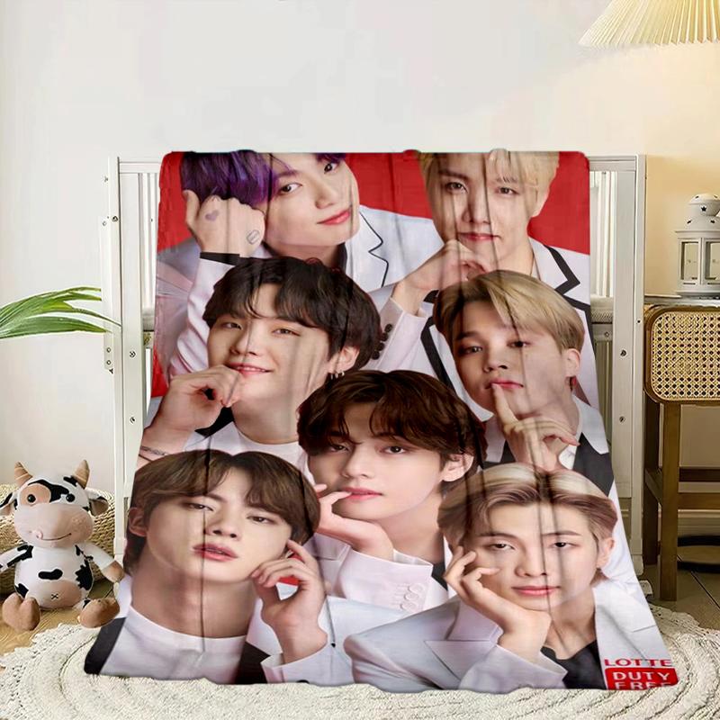 Colorful kpop Artwork Blanket Flannel Blanket for bed, sofa, Camping, Hiking, Picnic Essentials, gift for family Fan gifts