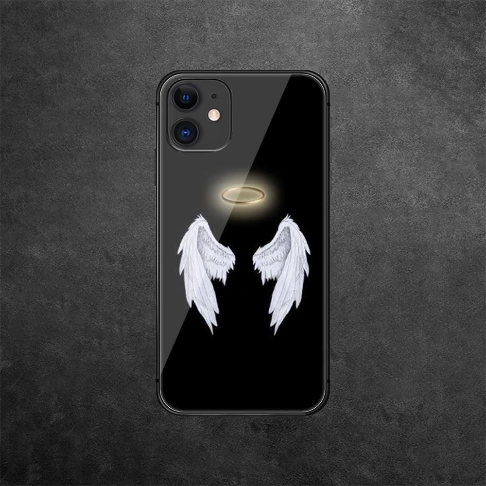 Wings Art Tempered Glass Phone Case For iPhone Samsung Galaxy Redmi Xiaomi Note S A 16 15 14 13 12 11 20 21 22 23 53 54 Pro Plus Ultra Silicone Cover