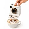 3D Printed Latte Art Camera One‑Touch Coffee Printer with 8 Stencil Cards Miniature Instant Camera Coffee Stencils Latte Art