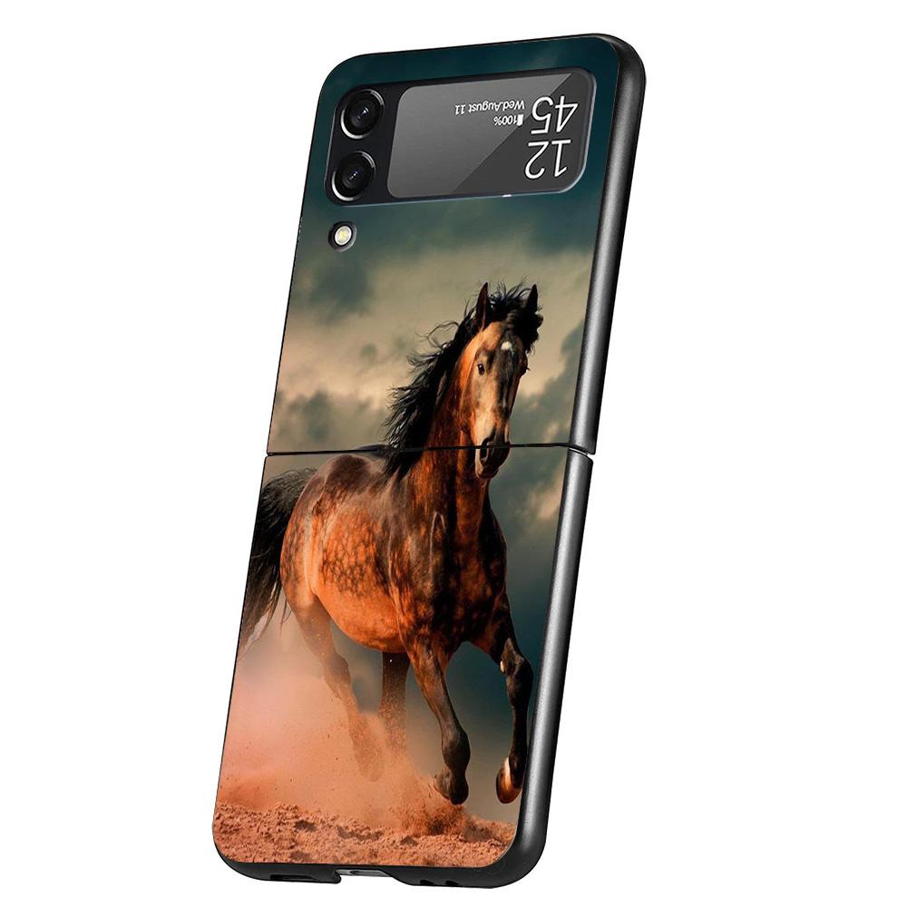 Horse Great Beauty Galloping Cover Phone Case For Samsung Galaxy Z Flip 7 6 5 4 3 5G Flip7 Flip6 Flip5 Flip4 Flip3 Black Fundas