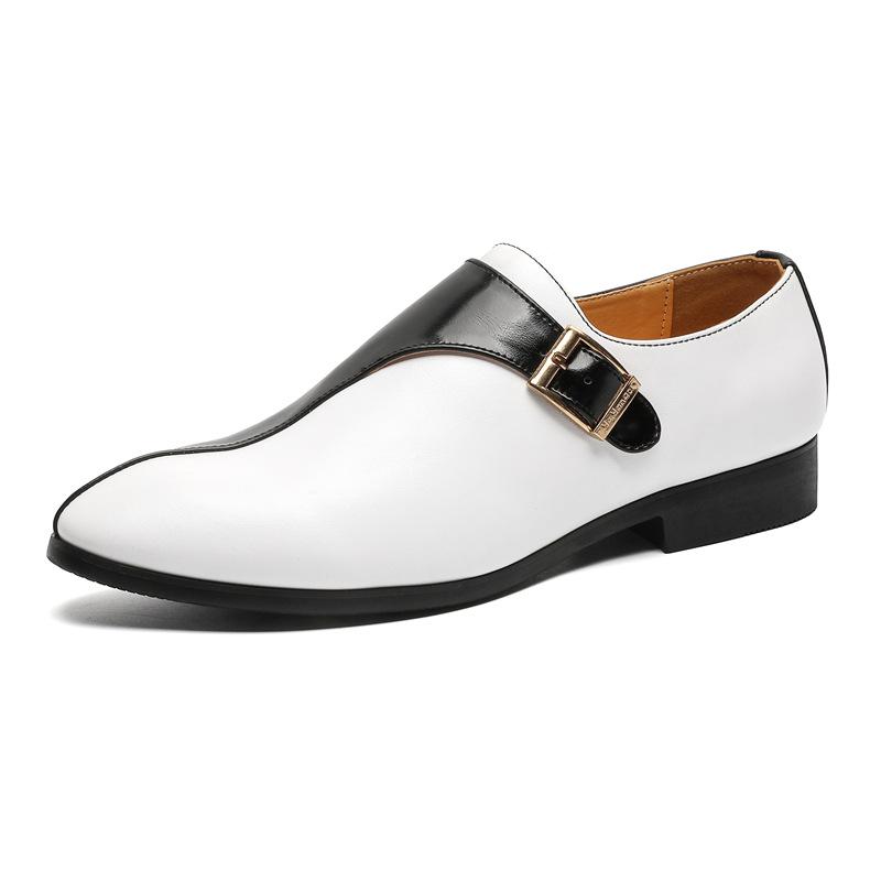 Men s Formal Patchwork Leather Loafers - Buckle Design for Business, Banquet & Wedding 39