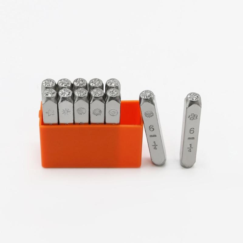 12 Stück Metallstempelwerkzeug mit Blumenmuster zum Prägen auf Metall, Leder, Holz, DIY Schmuckherstellungszubehör