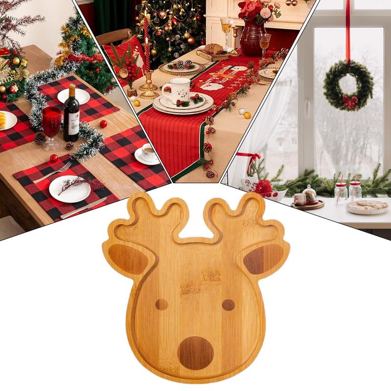 Wooden Christmas Tray Christmas Snack Candy Dessert Plates Snack Fruit Meat Cheese Board Platter Kitchen Charcuterie Board