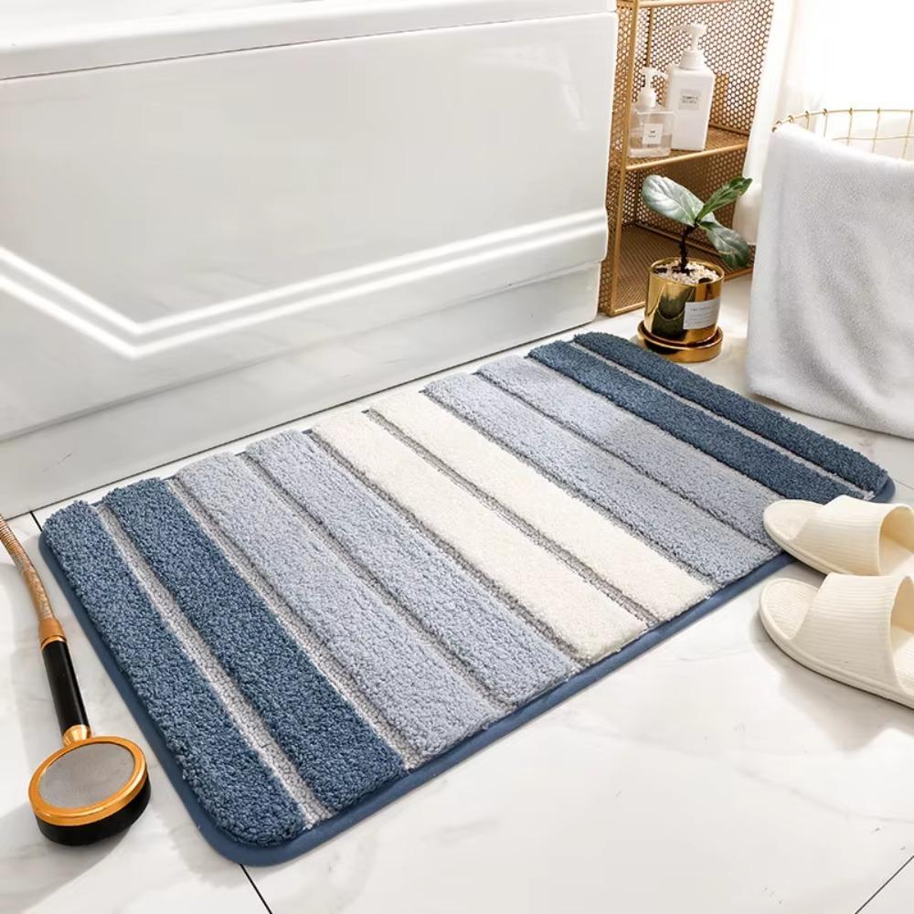 Thickened Stripe Bath Mat Rectangular Floor Mat Carpet Entrance Mat Bath Room