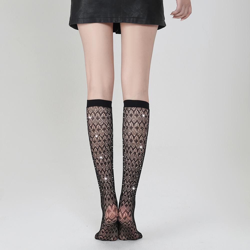 Damen Einfarbig Weiße Diamant Mittelwaden Socken - TZ5001