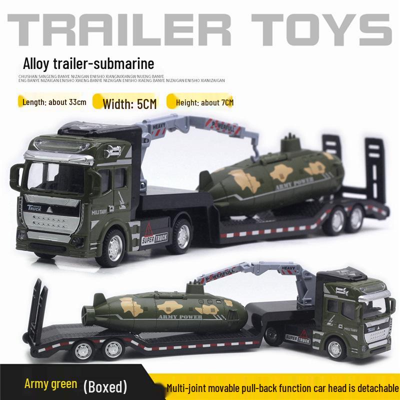 Children's Alloy Transport Toy: Pull-Back Fire Truck, Trailer, Tank & Excavator