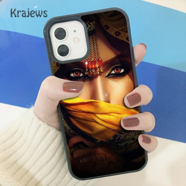 Krajews Arabska Kobieta z Nikabem Twarz oko Miękki Pokrowiec na Telefon dla iPhone 14 SE 6 7 8 plus XR XS 11 12 13 pro max Samsung S21 S22