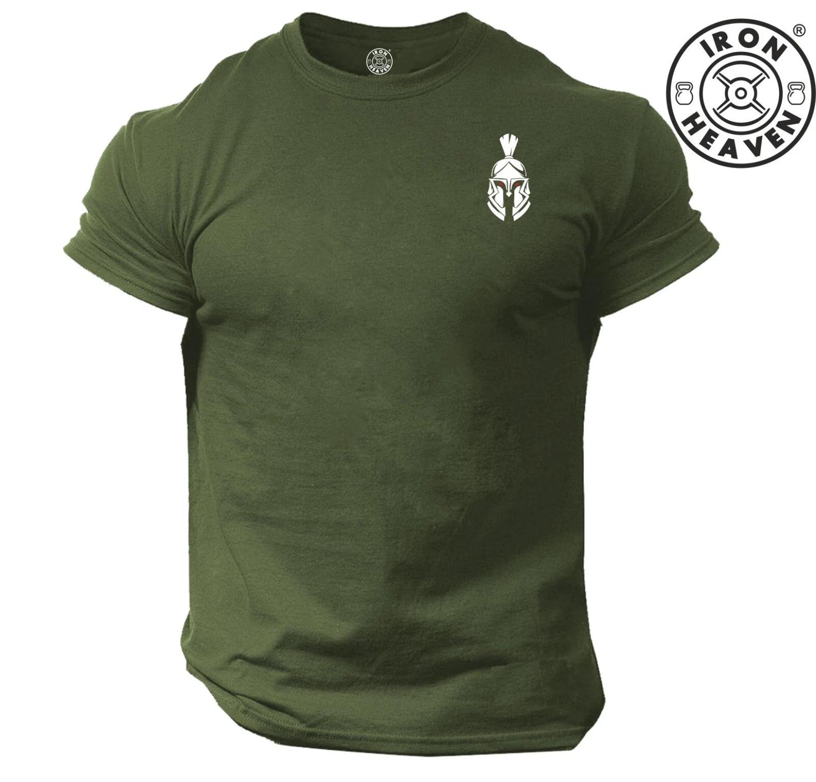 Spartan Helmet T Shirt Pocket Gym Clothing Bodybuilding Training Workout MMA Top S