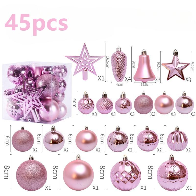 45Pcs Christmas Ball Set Luxury Xmas Tree Ornaments Treetop Stars Xmas Ball Decor  Christmas New Year Wedding Supplies