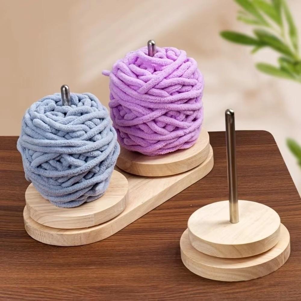 Wooden Yarn Rotating Tool 1/2/3 Steel Shaft Detachable Structure Yarn Ball Holder Rotating Mechanism Portable Yarn Holder