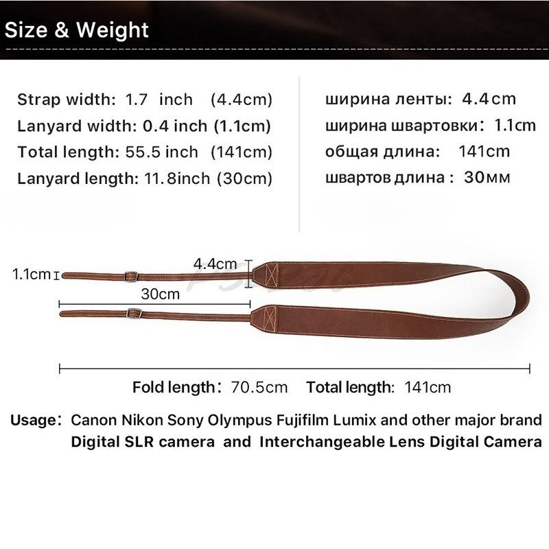 Retro Crazy Horse Leather Camera Strap Comfortable and Convenient Outdoor Travel Double Sided Leather Digital Camera Strap