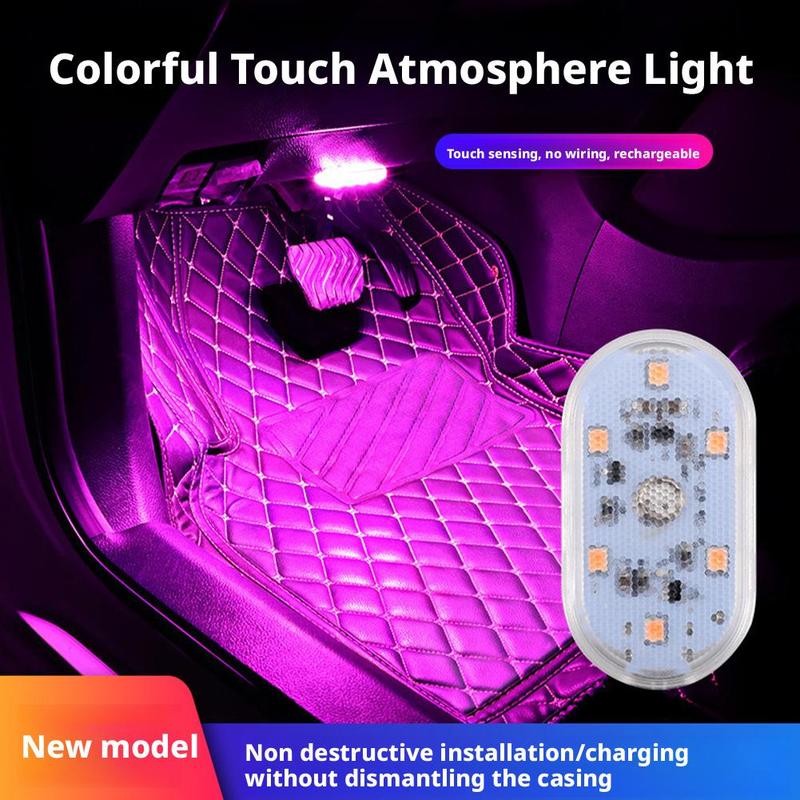 Mini Car LED Light USB Charging Interior Lamp For Armrest Box Touch Magnetic Reading Lamp Foot Light Car Roof Light Read Li E4I4