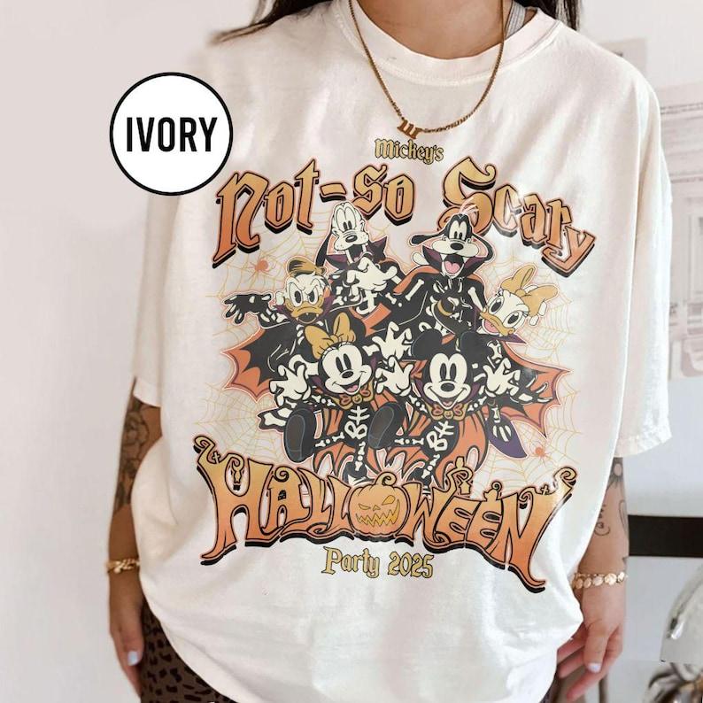 Retro Mickeys Not So Scary Halloween Party 2025 Shirt Disney Halloween Trip Mickey And Friends Tee Halloween Family Shirts S