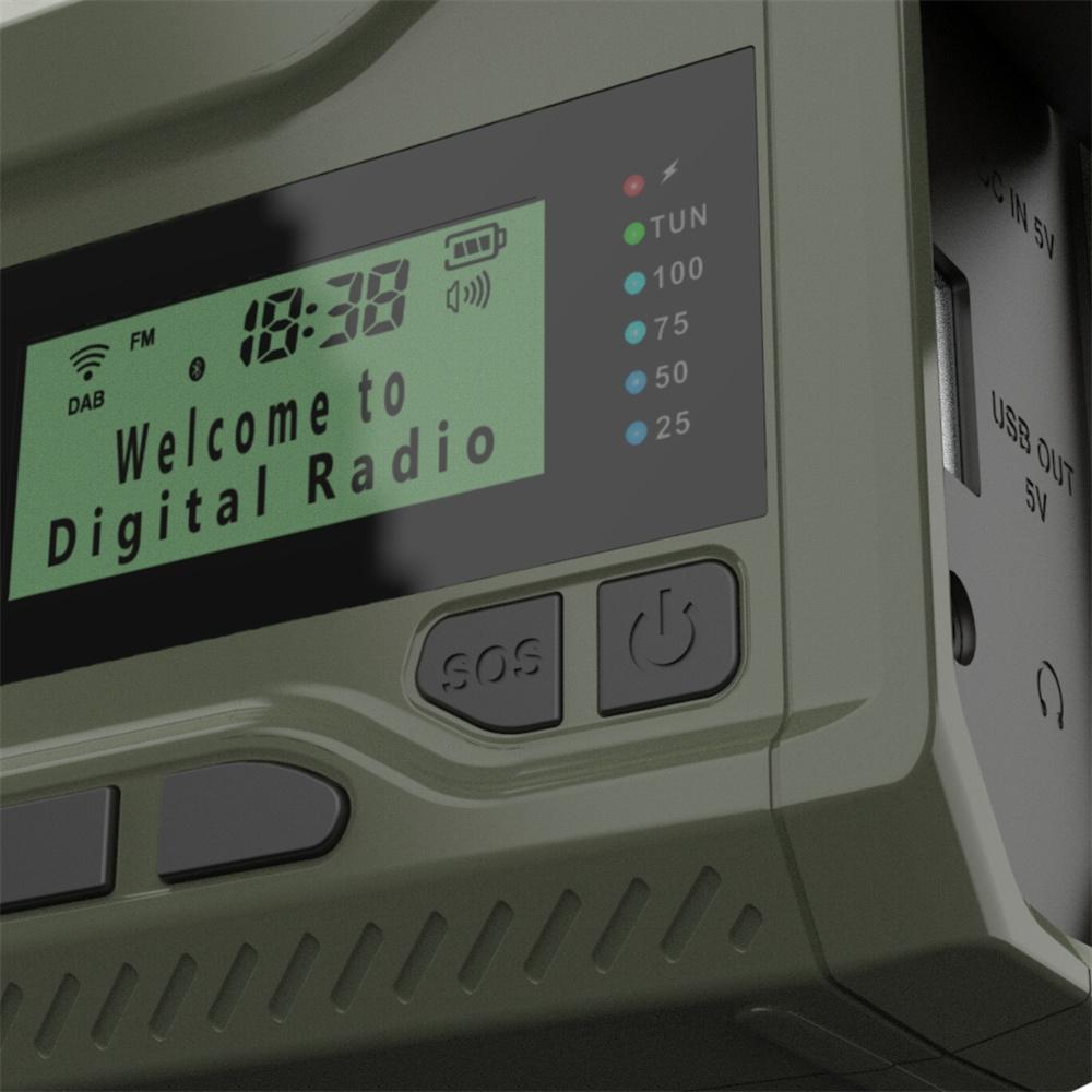 Emergency Hand Crank DAB Radio with LED Flashlight ,DAB/FM /Bluetooth with 4500m