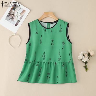 Women Print Casual Round Neck Summer Sleeveless Tank Tops