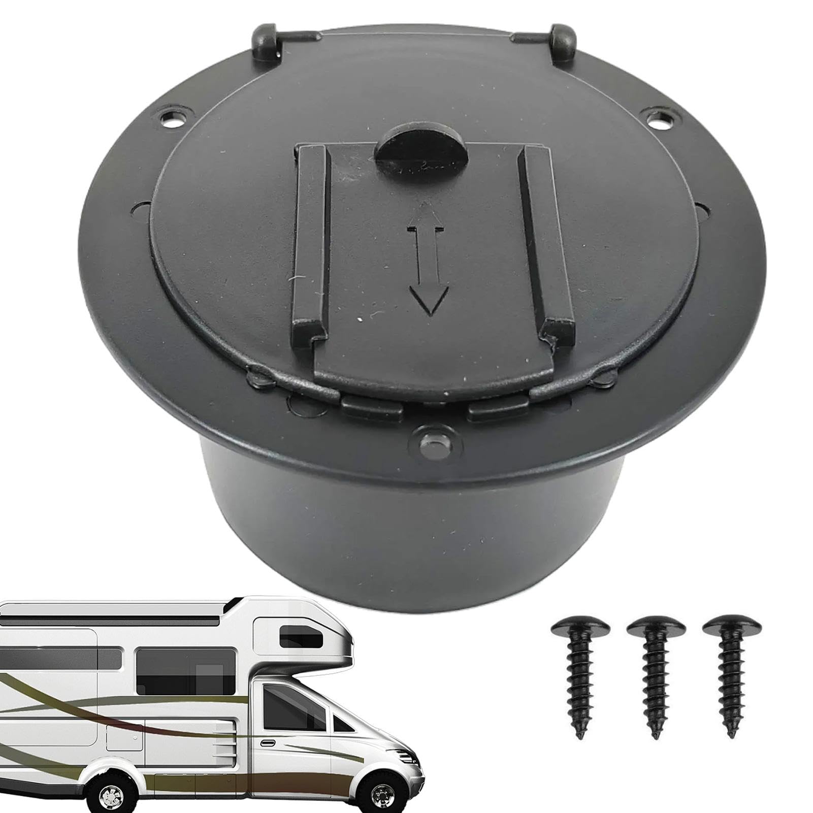 

RV Plug Cover, RV Power Cord Cover | Black RV Cord Hatch Cover with See description