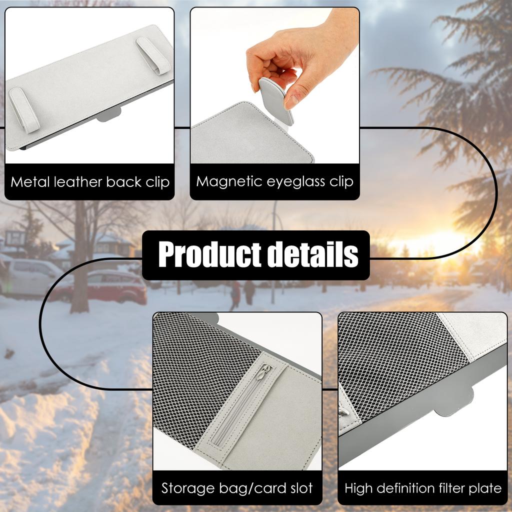 Universal Car Sun Visor Extender Anti-Glare Anti-UV Adjustable Interior Sun Blocker with Zipper Pocket and Side Opening Design