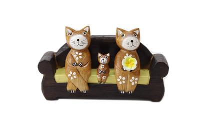 Balinesische Katze S Eltern und Kind Sofa Holz Asiatisch Balinesisch Balinesische Katze Interieur Ethnisch Asiatische Waren & Set, Schnitzerei, Figur, Objekt, Waren, Waren, Katze,