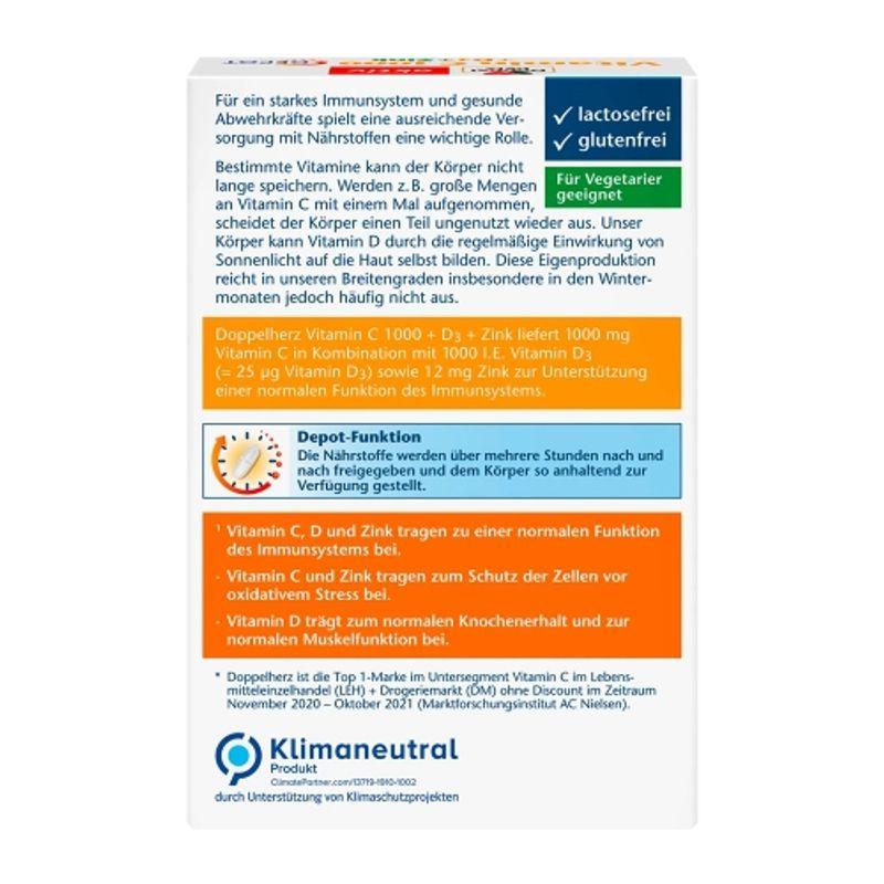 Doppelherz Vitamin C 1000 + D3 Depot 30 Tablets