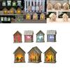 Elegant Led Light Wood House Ornament For Christmas Tree Hanging Decor