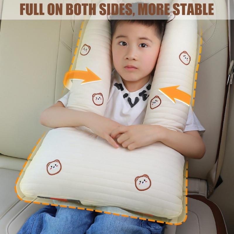 Car Seats Rest Pillow Adjustable Secure Strap Embroidered Animal Pattern Vehicle Pillow Easy Carrying for Family Travel