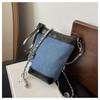 IELGY Fashion Casual Bucket Bag Trendy All-Match Denim Shoulder Bag High-End Simple Cross-Body Bag