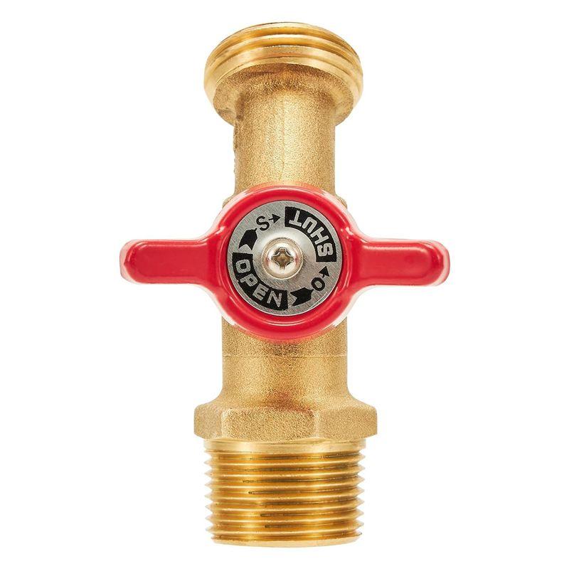 AEE4-Outdoor Garden Hose Faucet Ball Valve Hose Bibb Shut Off Valve 3/4Inch Male NPT X 3/4Inch Male GHT Threaded Spigot