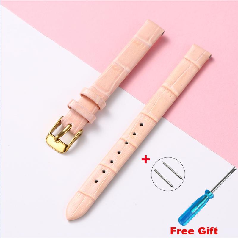 Leather Wath Strap 8mm 10mm 12mm 14mm 16mm 18mm 20mm Strap Genuine Leather Watch Bracelet Rose Gold Buckle with Tool