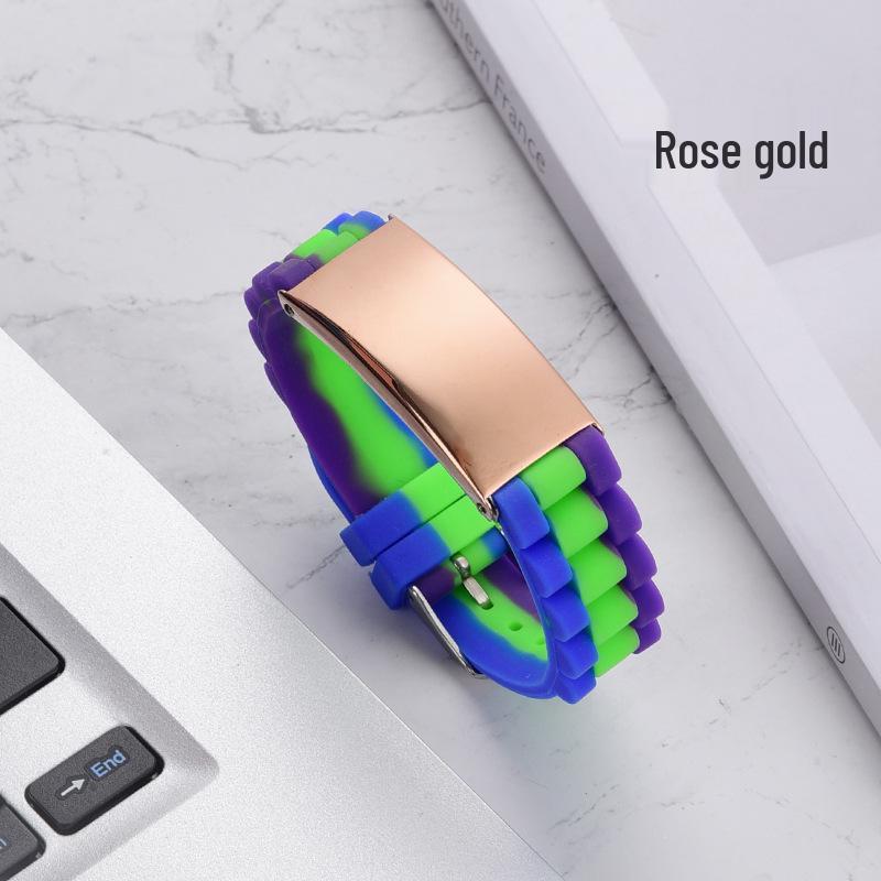 

Унисекс Черный Розовое Золото Камуфляжный Ремешок Нержавеющая Сталь Силиконовый Браслет