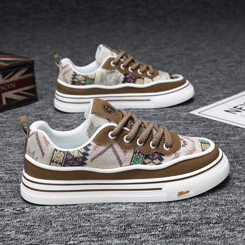 Pantofi noi de primăvară pentru bărbați, pantofi de pânză respirabili, imprimeu la modă, pantofi de skate Guochao, trend versatil cu platformă, pantofi casual pentru bărbați