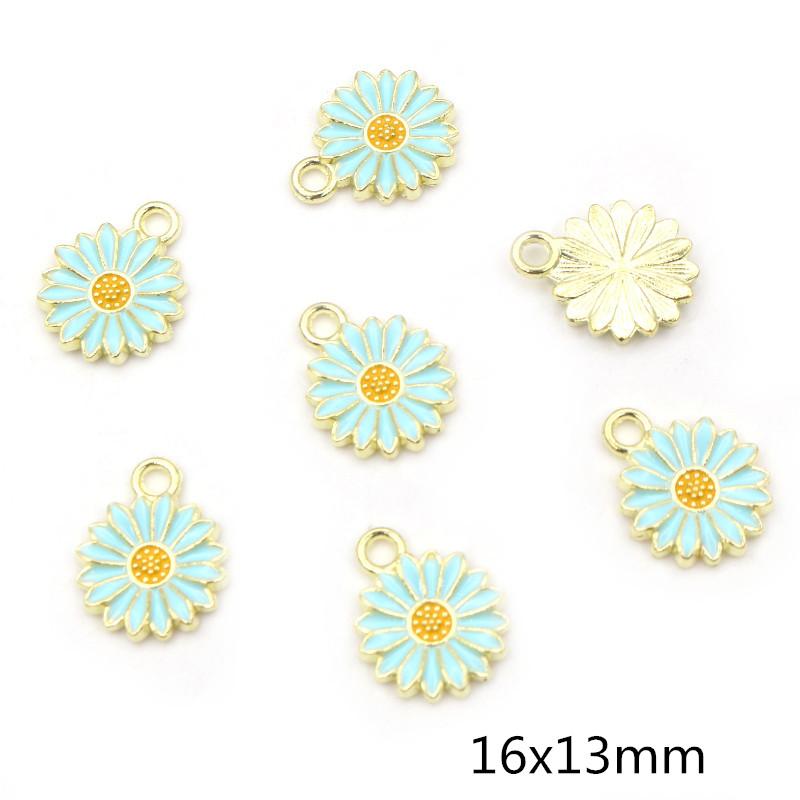 20pcs Enamel Flower Charms Pendant Alloy Metal DIY Jewelry Making Accessories Findings for Earrings Necklace Bracelet